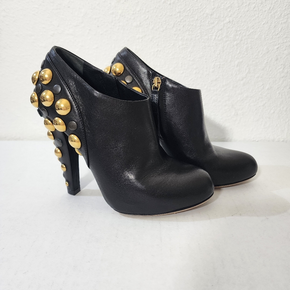 Gucci Black Leather Women's Studded Heels Ankle Booties 35.5 US 5.5